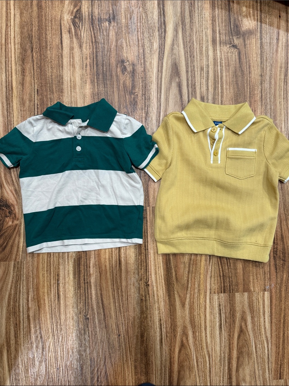 Old Navy Green & White Striped Polo with Yellow Solid Polo Set